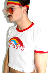 Fruity Ringer Crop Tee-White
