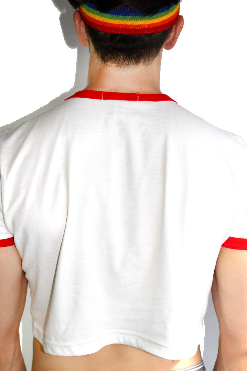 Fruity Ringer Crop Tee-White