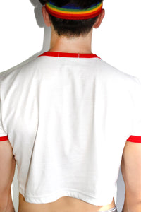 Fruity Ringer Crop Tee-White