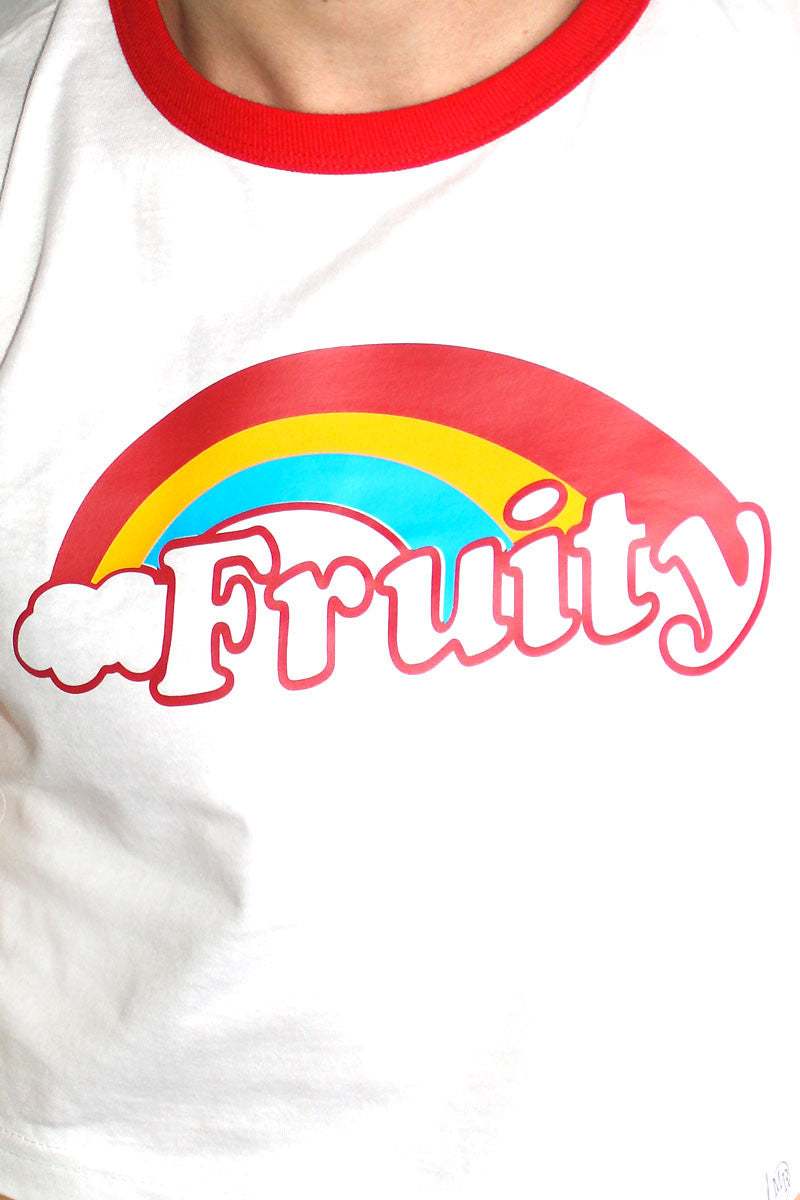 Fruity Ringer Crop Tee-White