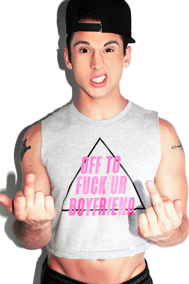Off To Fuck Your Boyfriend Crop Tank- Grey