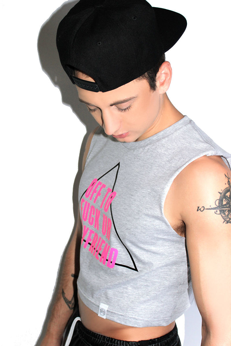 Off To Fuck Your Boyfriend Crop Tank- Grey