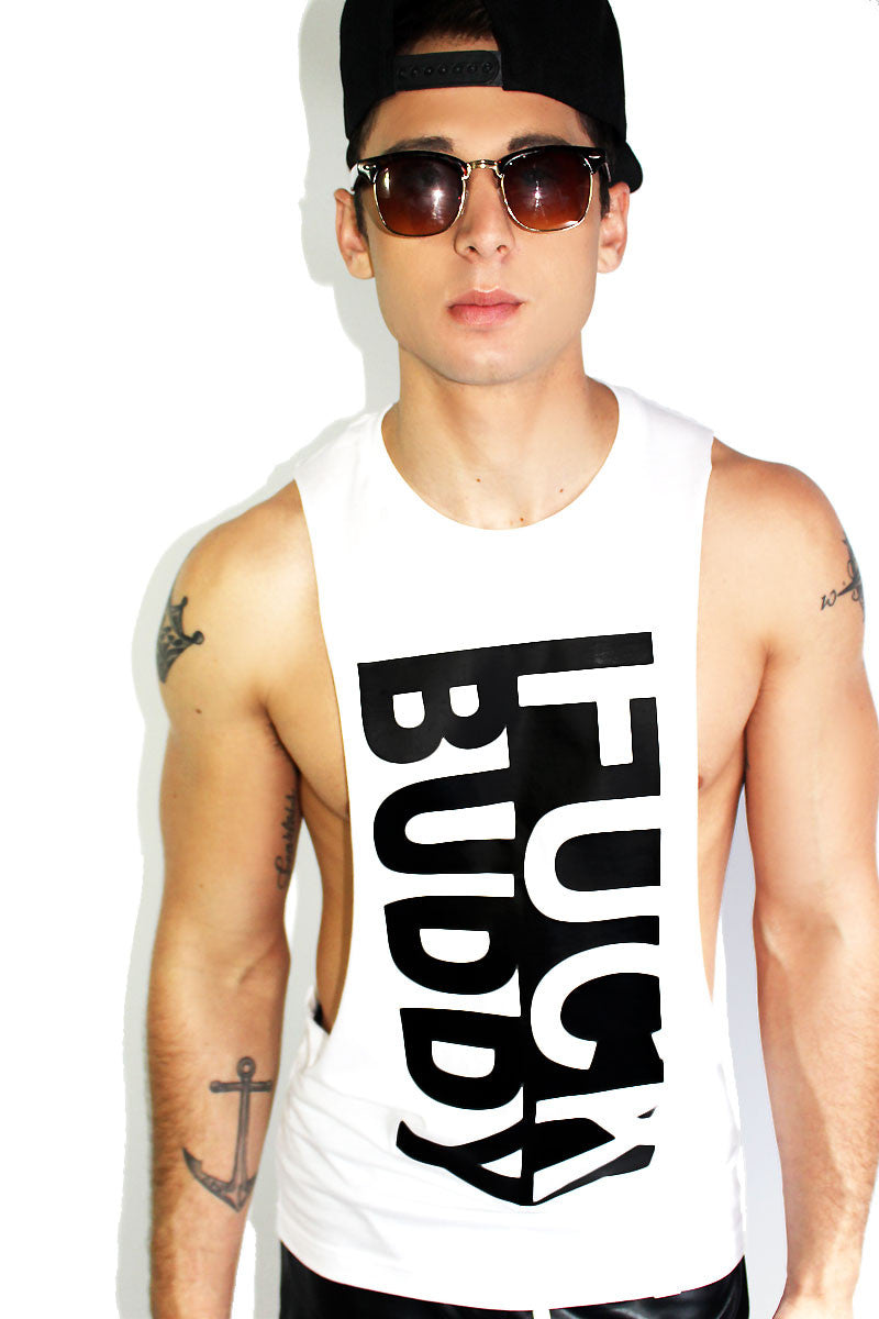 F Buddy Low Armhole Tank- White