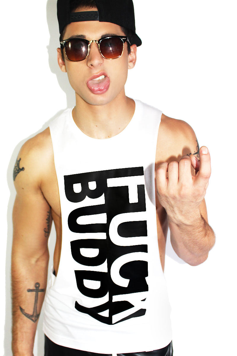 F Buddy Low Armhole Tank- White