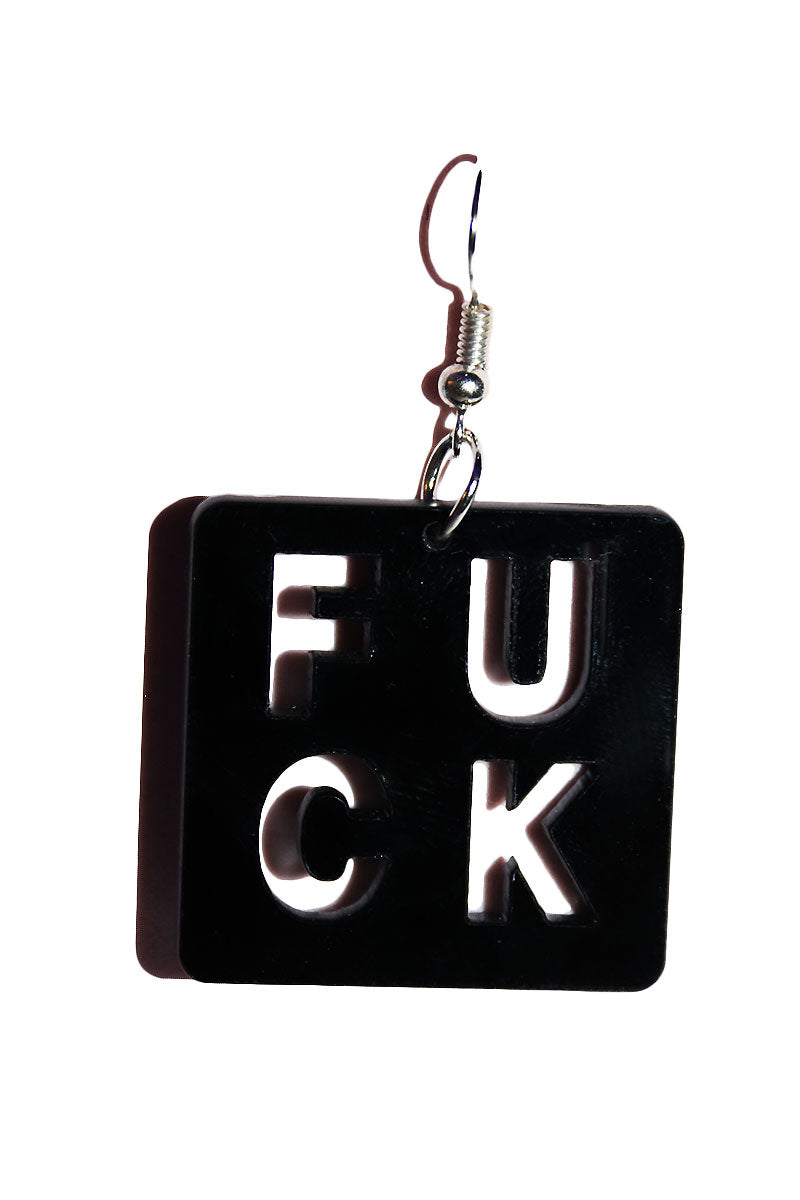 Fuck Acrylic Single Earring - Black