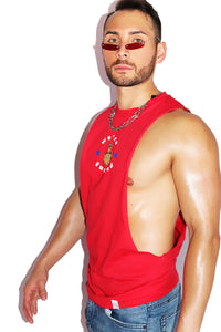 We're Fucked Low Arm Shedder Tank- Red