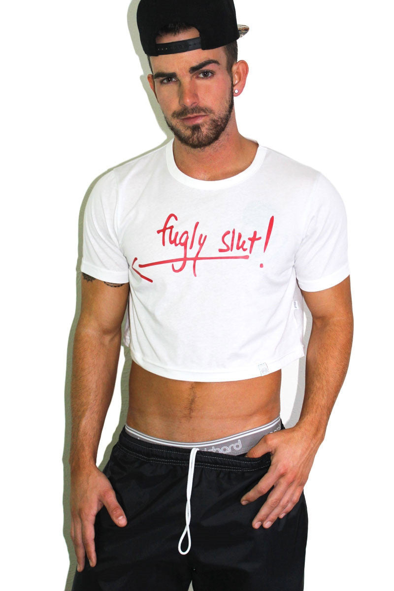 Fugly Slut Crop Tee-White