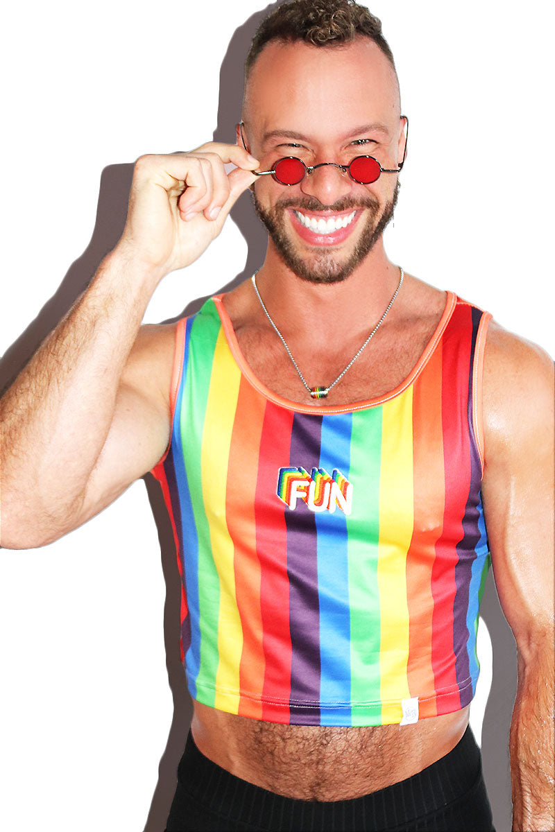 Gay Fun Crop Racerback Tank- Multi