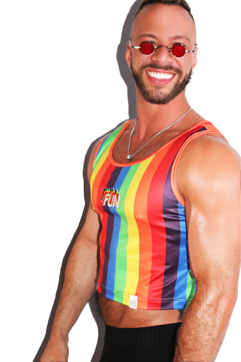 Gay Fun Crop Racerback Tank- Multi