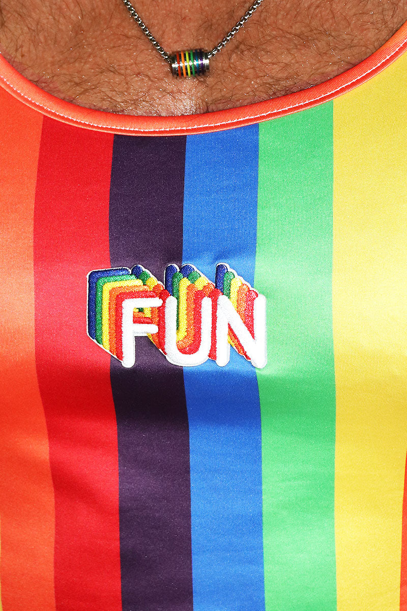 Gay Fun Crop Racerback Tank- Multi
