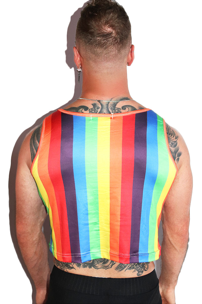 Gay Fun Crop Racerback Tank- Multi