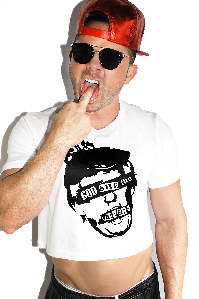God Save The Queer Crop Tee- White