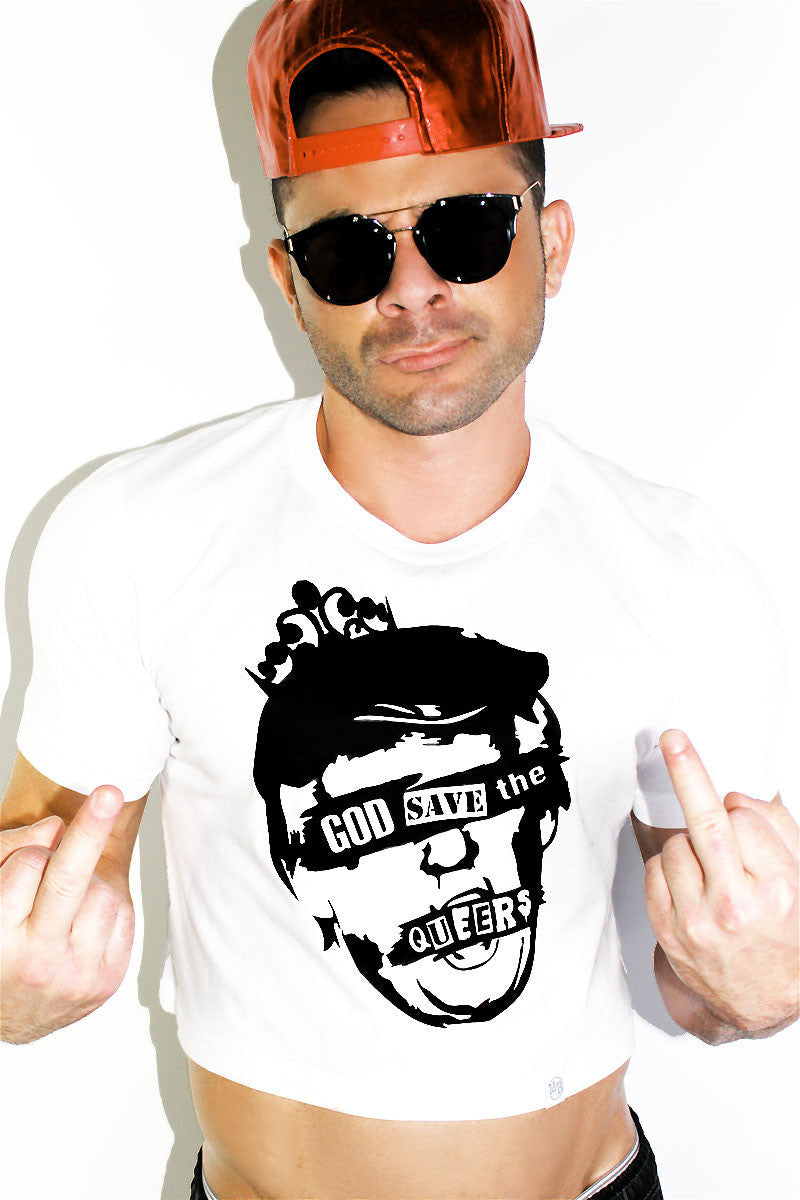 God Save The Queer Crop Tee- White