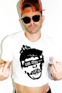 God Save The Queer Crop Tee- White