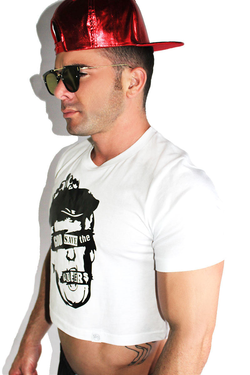 God Save The Queer Crop Tee- White