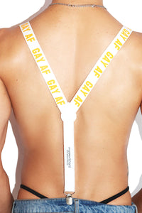 Gay AF Suspenders-White