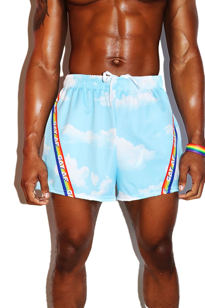 Gay AF Cloud Active Shorts- Sky Blue