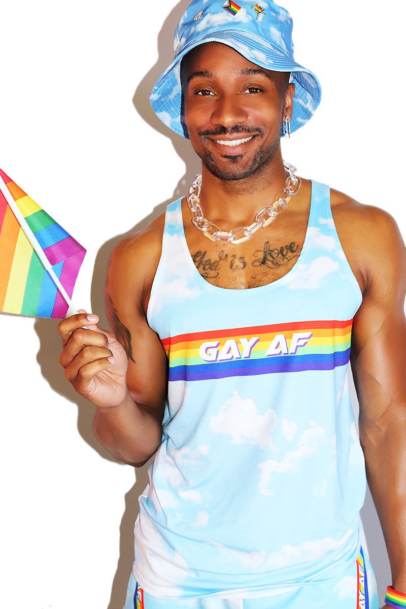 Gay AF Cloud Racerback Tank- Sky Blue