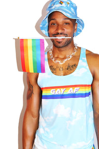Gay AF Cloud Racerback Tank- Sky Blue