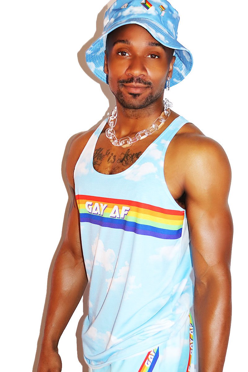 Gay AF Cloud Racerback Tank- Sky Blue