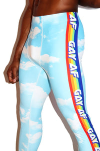 Gay AF Cloud Leggings Tights- Sky Blue