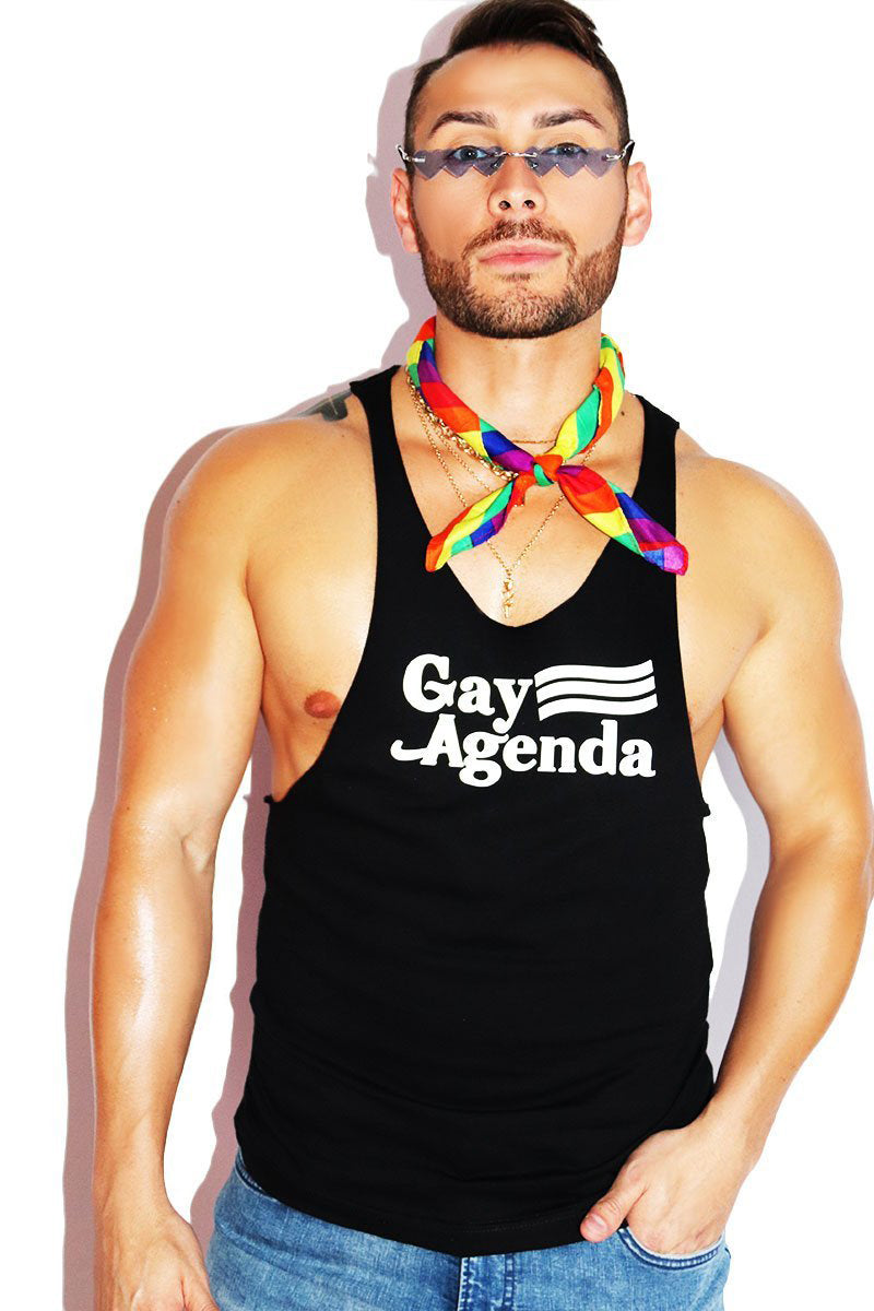 Gay Agenda String Tank- Black