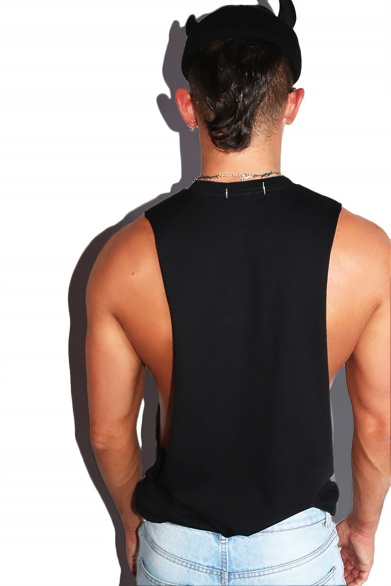 Gay As Hell Low Armhole Tank- Black