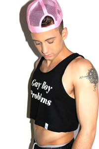 Gay Boy Problems Crop Racerback Tank- Black