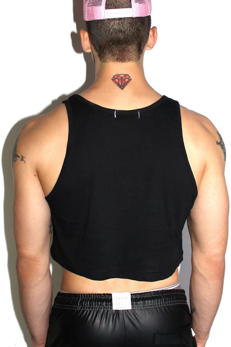 Gay Boy Problems Crop Racerback Tank- Black