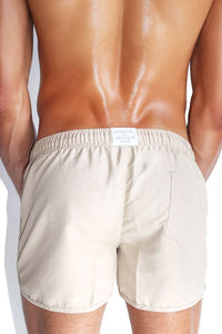 Gay Smiley Running Board Shorts-Tan