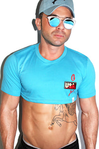 Gay USA Extreme Crop Tee-Blue