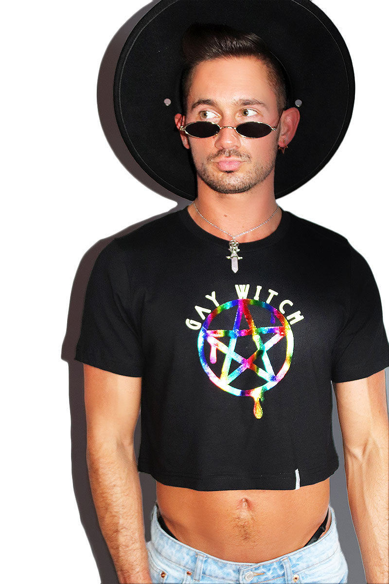 Gay Witch Crop Tee-Black