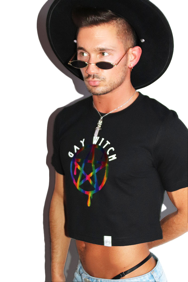 Gay Witch Crop Tee-Black
