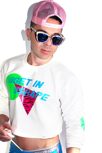 Get in Shape Crop Long Sleeve Sweatshirt-White