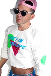 Get in Shape Crop Long Sleeve Sweatshirt-White
