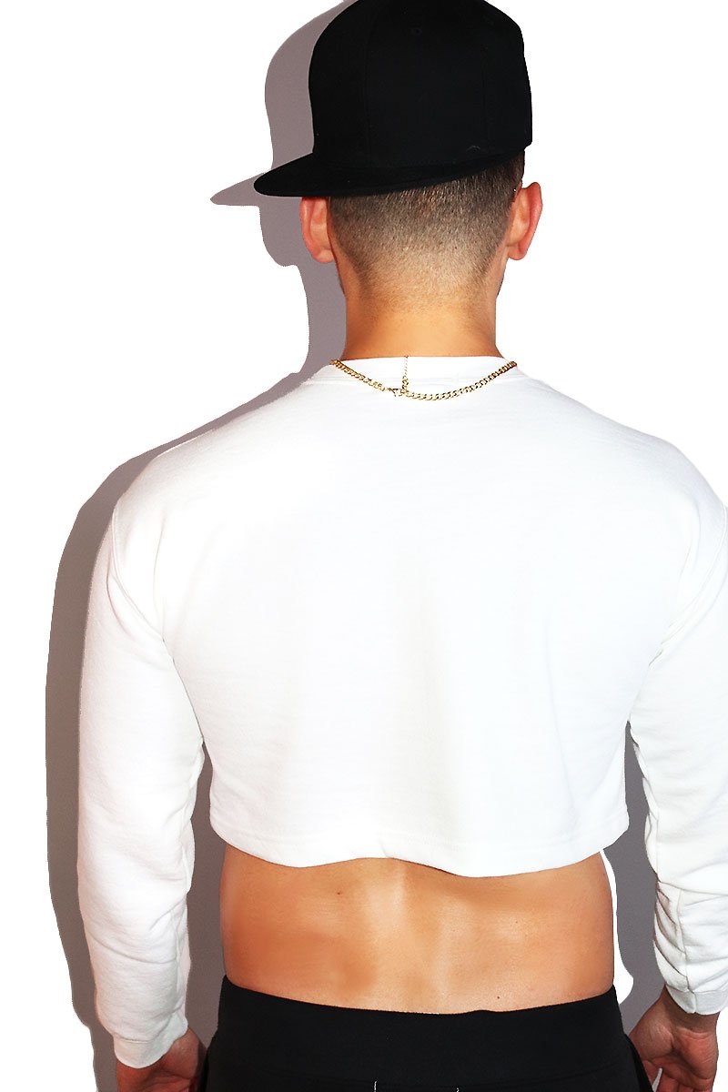 Good All Year Long Sleeve Crop Sweatshirt- White