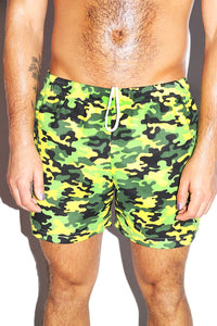 Camo Athletic Shorts-Yellow