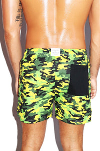 Camo Athletic Shorts-Yellow
