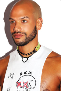 Heart Chained Collar Choker- Green