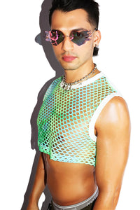 Pixie Glitter Mesh Extreme Crop Tank- Blue