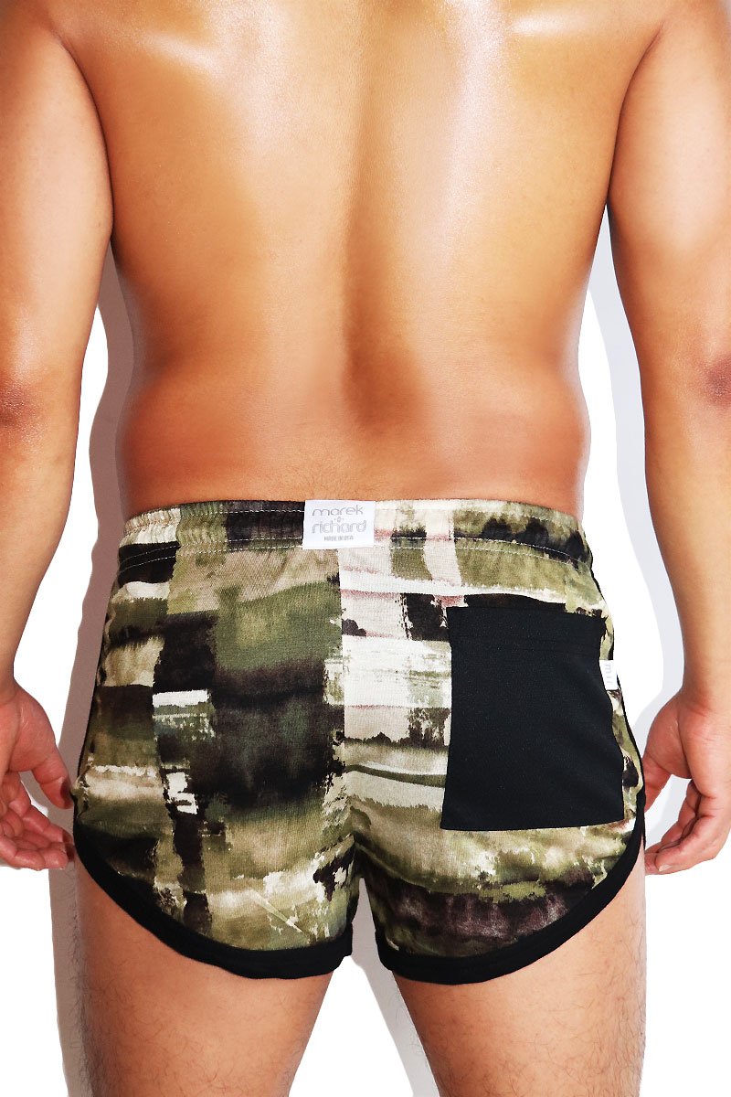 Watermark Running Shorts-Army