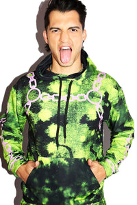 Radioactive Harness All Over Print Long Sleeve Hoodie- Green