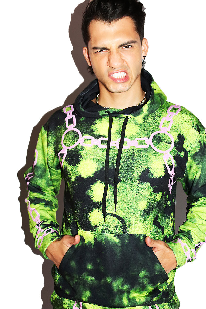 Radioactive Harness All Over Print Long Sleeve Hoodie- Green