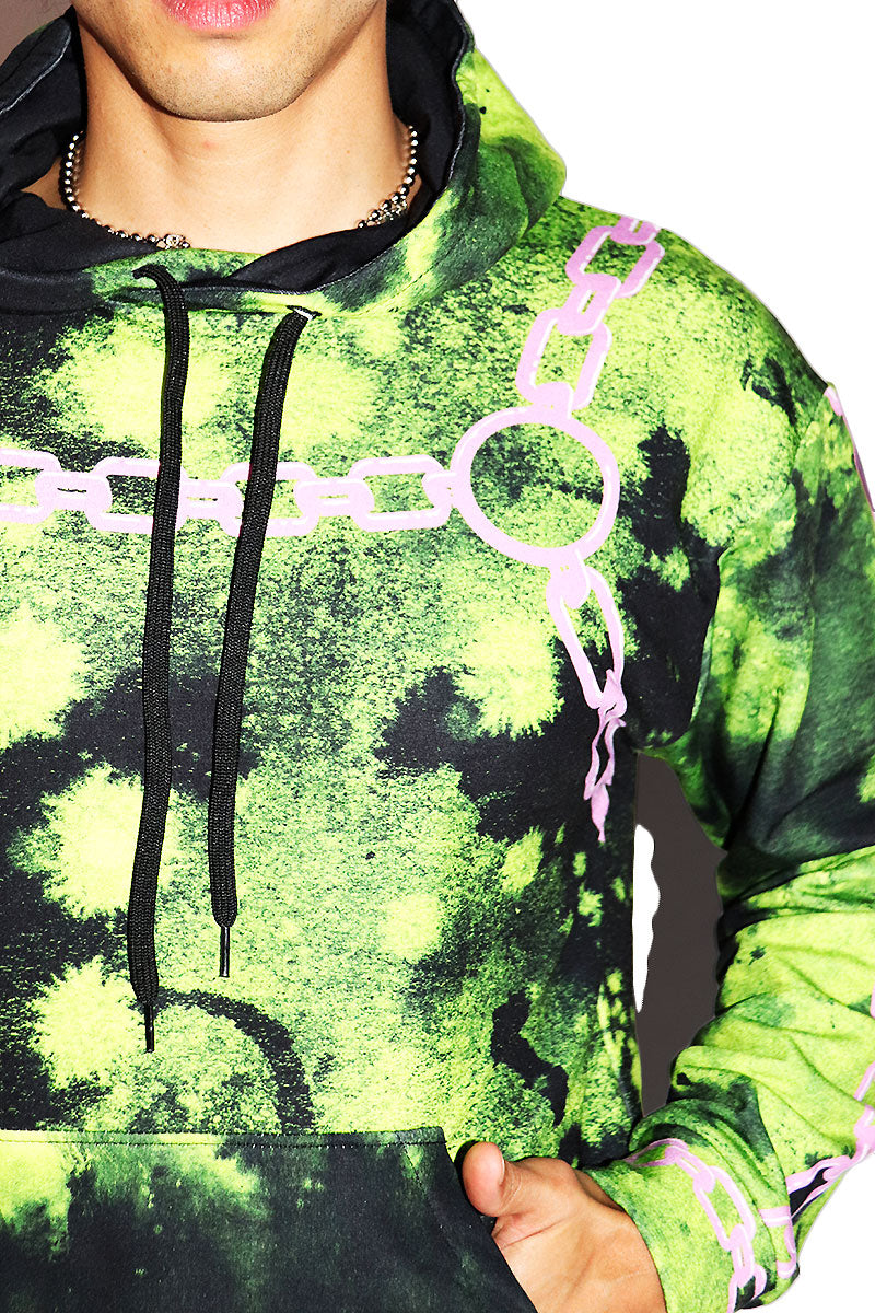 Radioactive Harness All Over Print Long Sleeve Hoodie- Green