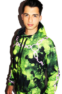 Radioactive Harness All Over Print Long Sleeve Hoodie- Green