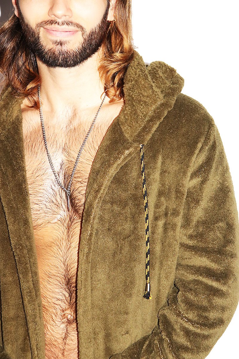 Mountain Man Furry Hoodie Olive Marek Richard