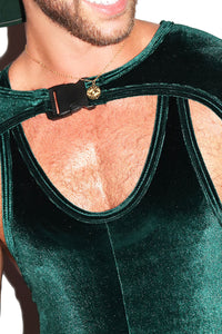 Velvet Short Sleeve Buckle Arm Guard Harness- Dark Green