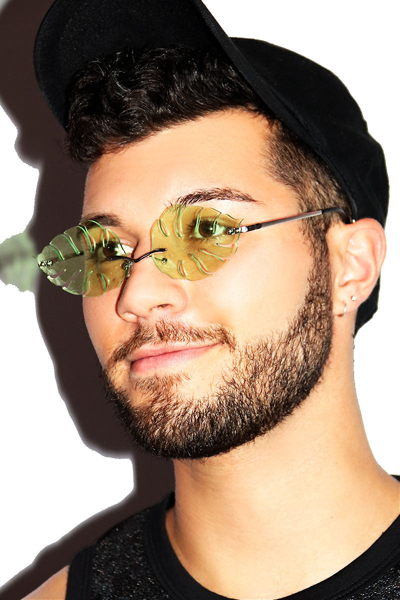 PALM TREE ACRYLIC SUNGLASSES- Green