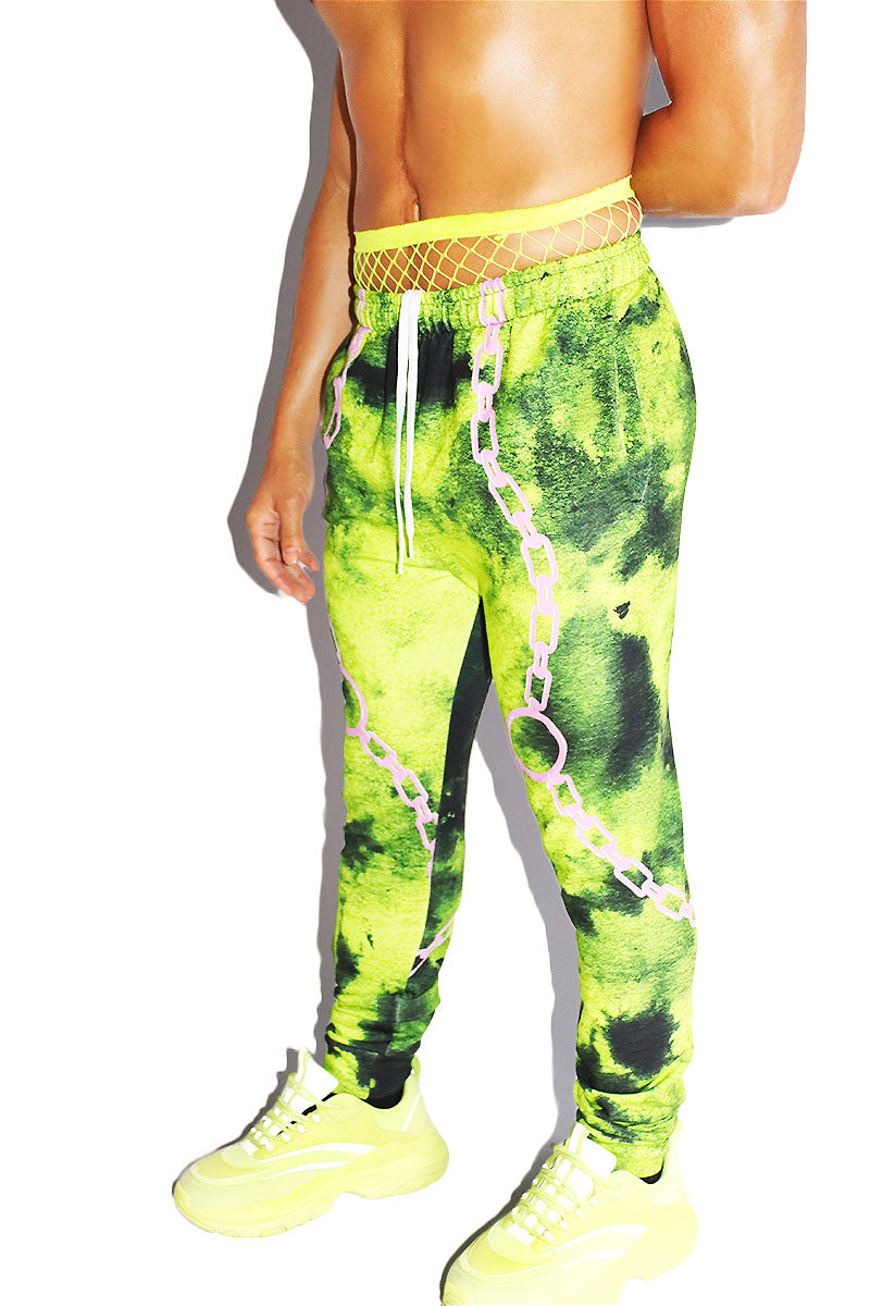 Neon green tie online dye sweatpants