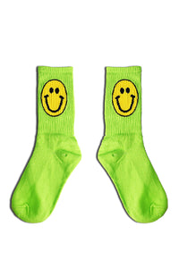 Smile Quarter Length Socks- Neon Green